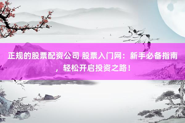 正规的股票配资公司 股票入门网：新手必备指南，轻松开启投资之路！