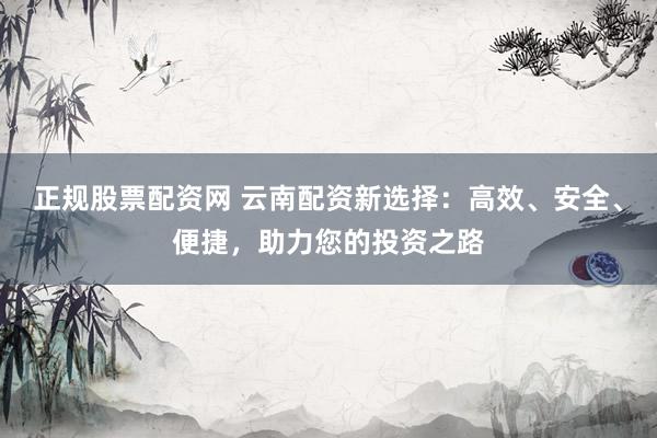 正规股票配资网 云南配资新选择：高效、安全、便捷，助力您的投资之路