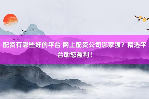 配资有哪些好的平台 网上配资公司哪家强？精选平台助您盈利！