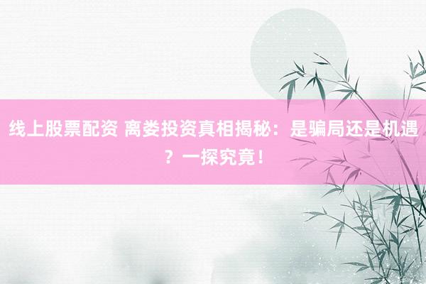线上股票配资 离娄投资真相揭秘：是骗局还是机遇？一探究竟！