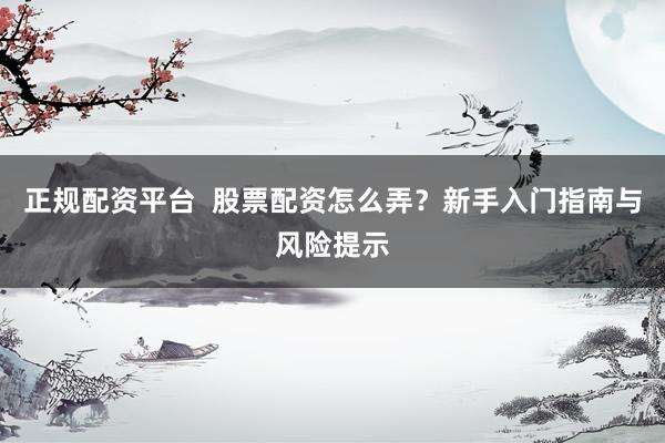 正规配资平台  股票配资怎么弄？新手入门指南与风险提示