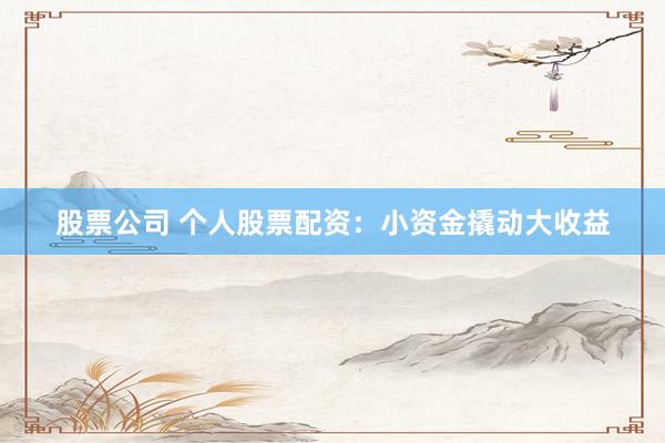股票公司 个人股票配资：小资金撬动大收益