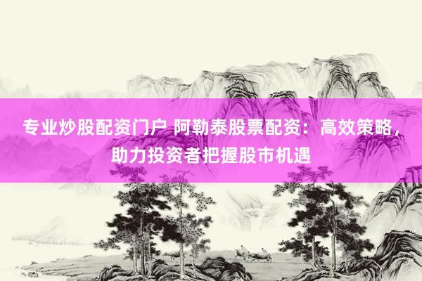 专业炒股配资门户 阿勒泰股票配资：高效策略，助力投资者把握股市机遇